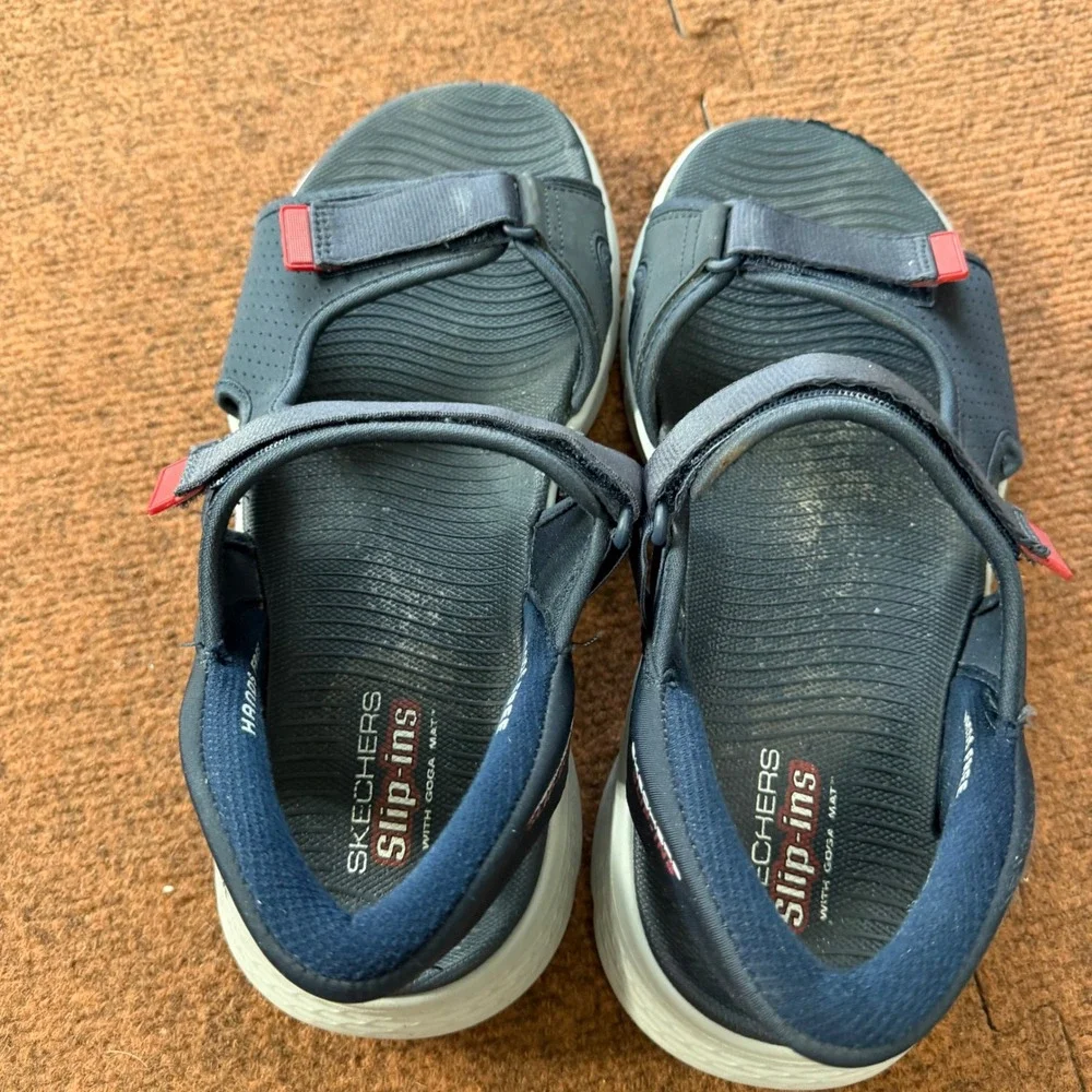 Skechers Hands Free Slip-ins GO WALK 6 Mens Navy Red Sandals 229210 NVRD Size 10